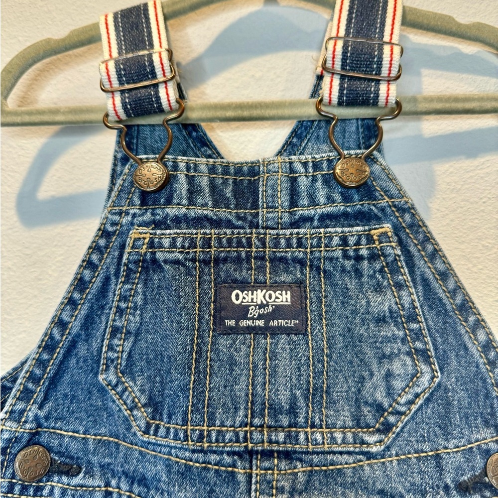 Osh Kosh B’Gosh Baby Short Overalls | EUC | 9mo | Denim | Pockets | 100% cotton - Picture 9 of 16